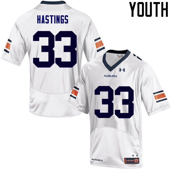Youth Auburn Tigers #33 Will Hastings College Football Jerseys Sale-White - Click Image to Close